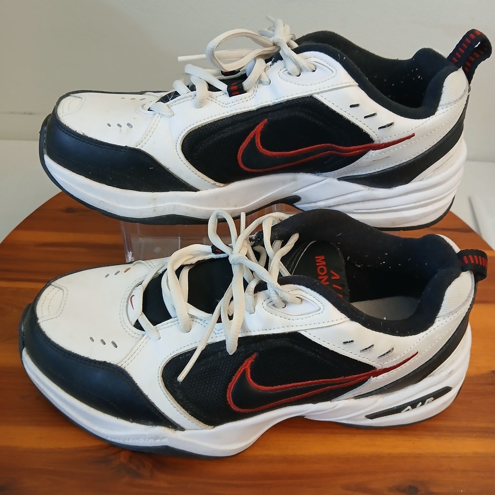 Nike Air Monarch IV Mens 9 Wide White Black Red Shoes Sneakers 416355-101